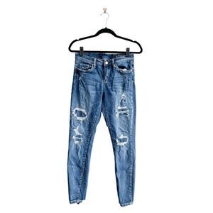 Blank nyc The RFade Women's Medium Wash Distressed Skinny Jeans Blue Size 27